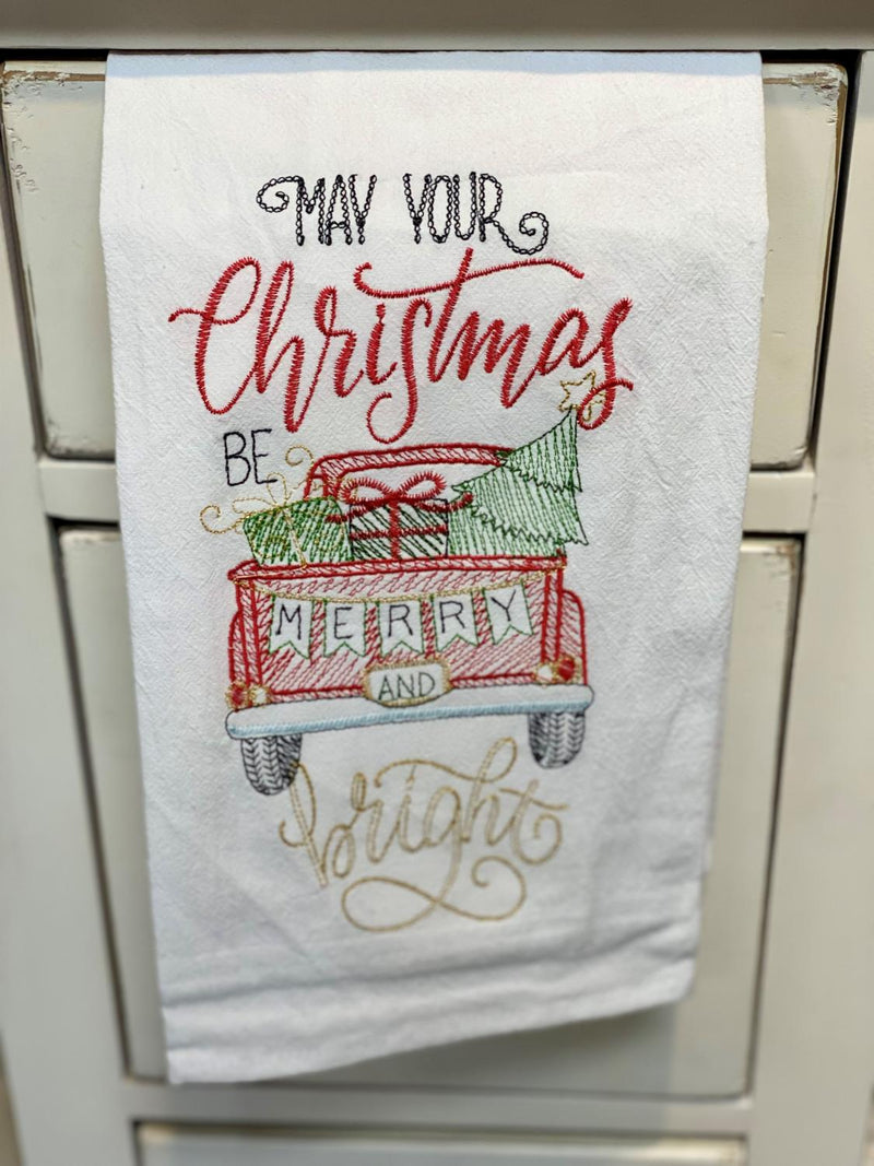 Merry Truck Embroidery Towel