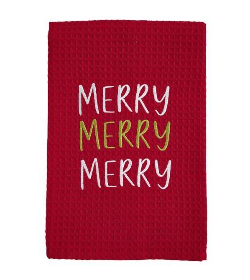 Merry Xmas Waffle Towel