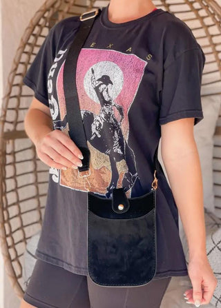Mini Crushed Velvet Crossbody Black