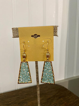 Mint Bead Trapazoid Earring