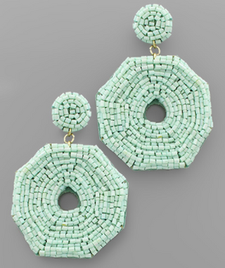 Mint Beaded Oxtogon Earring