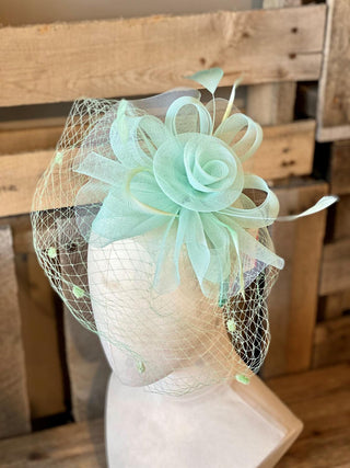 Mint Dot Netting Fascinator