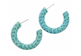 Mint Dotted Half Hoop Earring
