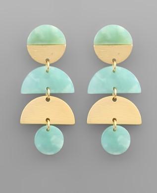 Mint Half Moon Disk Earring