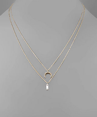 Moon & Crystal Layer Necklace