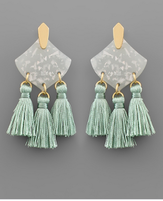 Moss Acrylic Tassel Earring