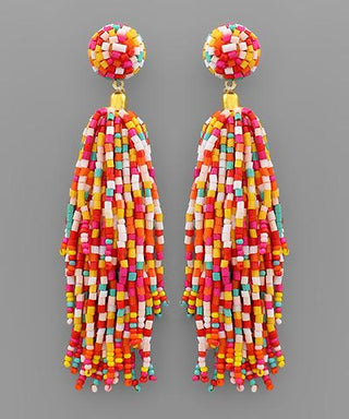 MultiBead Dome Tassel Earrings