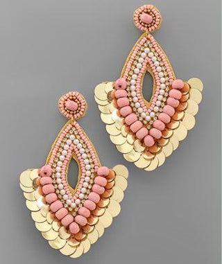 Multi Disk Fan Earring Pink