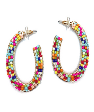 Multi Oval Bead Open Hoop