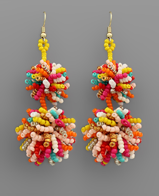 Multi TwoTone PomPom Earring