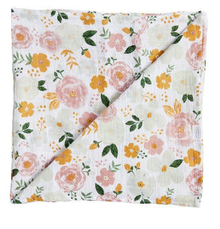 Mustard Floral Muslin Swaddle