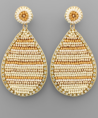 Natural Beaded TDrop Earring