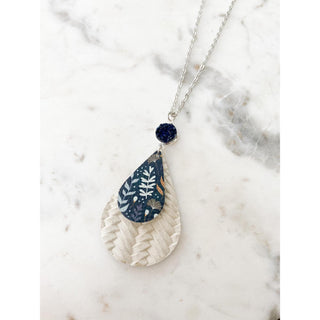 Navy/Cream Leather Necklace