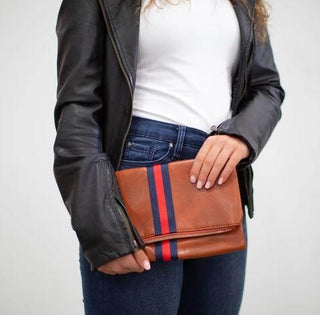 Navy/Red Stripe Clutch