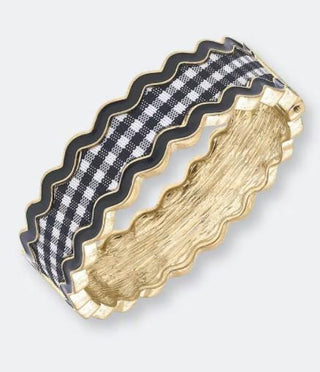 Navy Gingham Statement Bangle