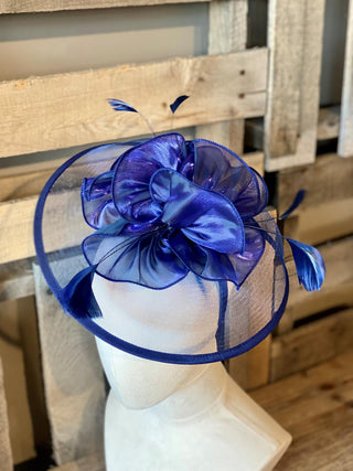 Navy Satin Trim Fascinator
