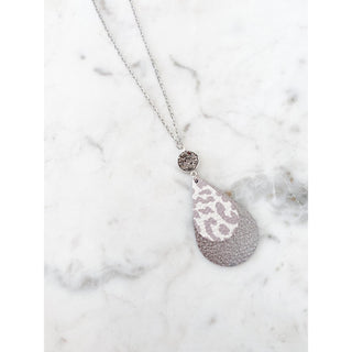 Nude Leopard-Gunmetal Leather Necklace