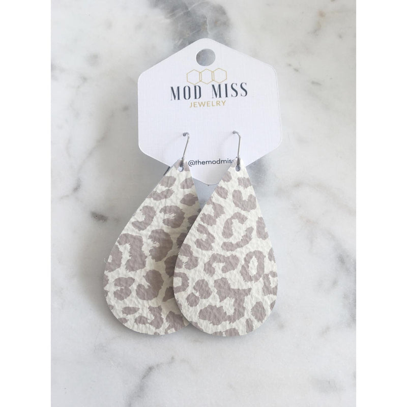 Nude Leopard Leather Earrings