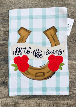 Off To The Races Garden Flag