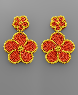 Orange Double Flower Earring