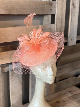 Orange Sinamay Dot Fascinator