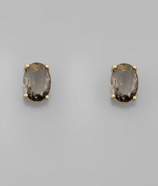 Oval Glass Studs Black
