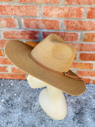 Paper Braid Band Hat Tan