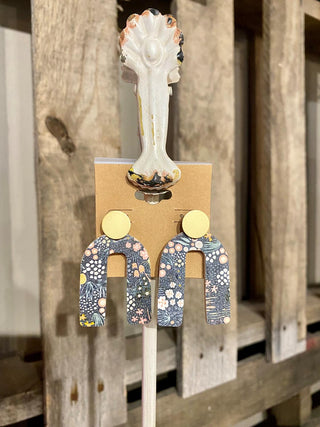 Pastel Floral Leather Earrings