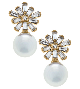 Clear Flower Pearl Earring