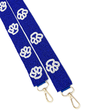Paw Beaded Bag Strap Blue