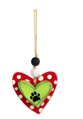 Paw Print Heart Ornament
