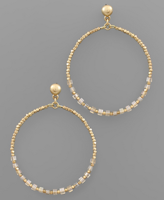Peach Beaded Hoop