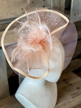 Peach Dot Double Veil Fascinator