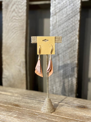 Peach Layered Leather Earring