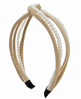 Pearl Headband Beige