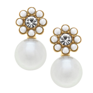 Pearl & Pave Flower Earring