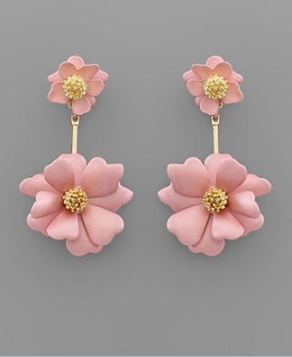 Pearl Pink Double Flower Earring