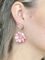 Pearl Pink Double Flower Earring