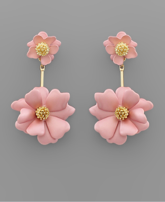 Pearl Pink Double Flower Earring
