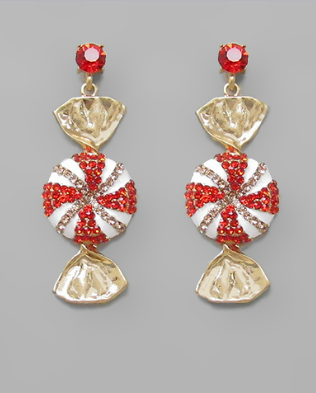 Peppermint Candy Earrings Red