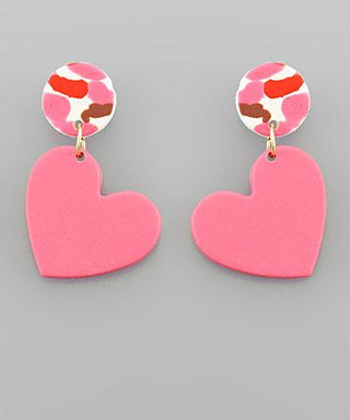 Pink Clay Heart Earring