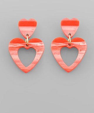 Red Clay Heart Earring