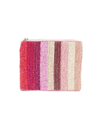 Pink Beaded Coin Pouch