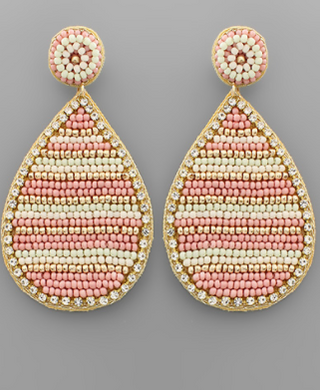 Pink Beaded TDrop Earring