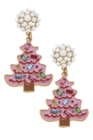Pink Christmas Tree Earring