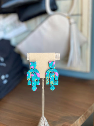 Pink Clay Curved Bar Earring