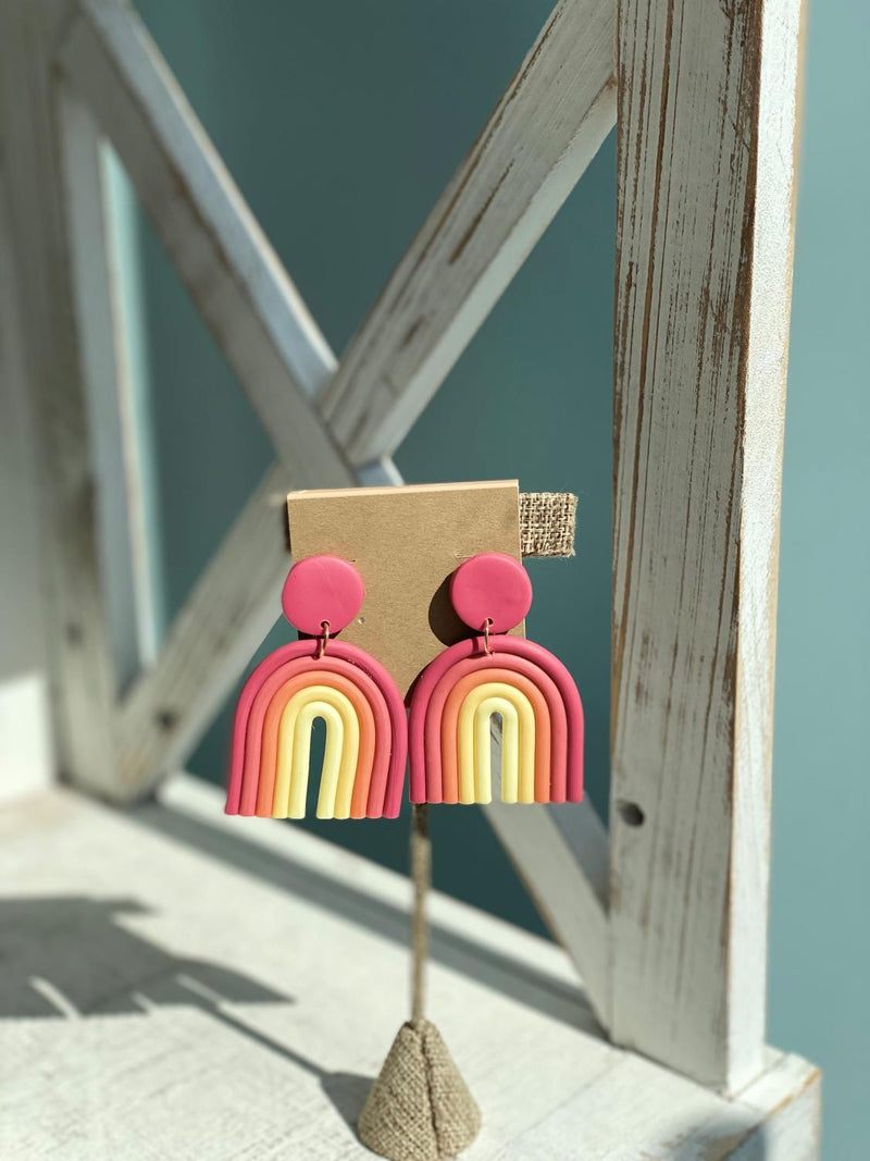 Pink Clay Rainbow Earring
