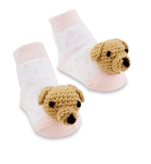 Pink Dog Rattle Toe Socks