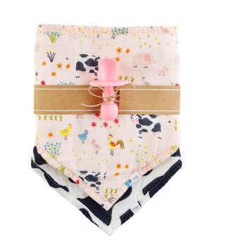 Pink Farm Bib & Spoon Set