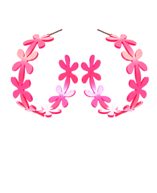 Hot Pink Flower Coasted Hoop